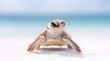 Obraz premium Tiny sea turtle on beach