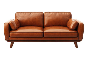 Fototapeta premium Isolated Stylish Brown Leather Sofa