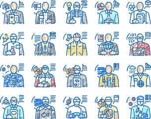 scientist laboratory lab science icons hand drawn