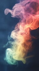 Colorful smoke swirls create a vibrant abstract design on a dark background.