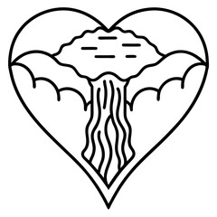 Eternal Flow Heart with a Waterfall Line Drawing