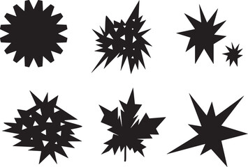Black Starburst and Maple Leaf Shapes for Design Themes