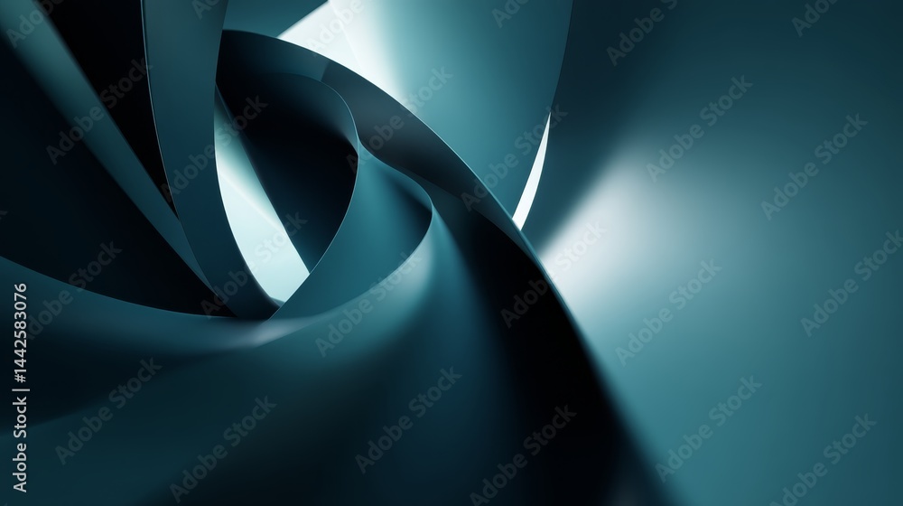 Fototapete This artwork features a dynamic teal background highlighting swirling patterns with a gentle gradient, ideal for showcasing text or graphics on the right side