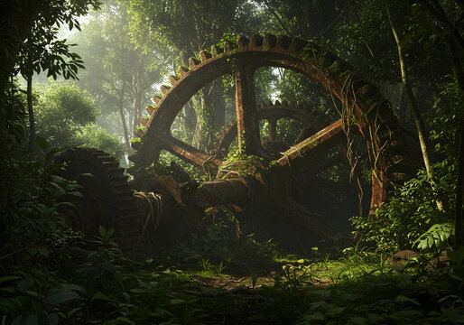 Ancient Jungle Ruins Lost Civilization Time Wheel Nature History Discovery Overgrown Lush Green Forest Exploration Mystery
