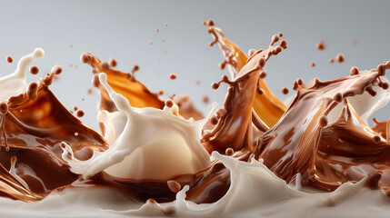 Velvety Warm Chocolate Pouring into Chilled Fresh Milk