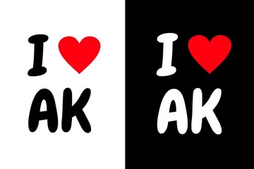 I love ak text, love, heart and symbol