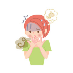 ニンニクを食べて口臭が気になる女性