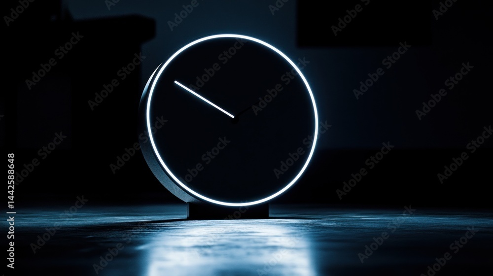 Poster a futuristic clock showing time with illuminated outer ring