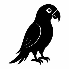 Flat Black Parrot Vector