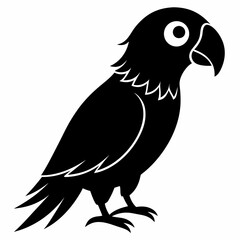 Flat Black Parrot Vector