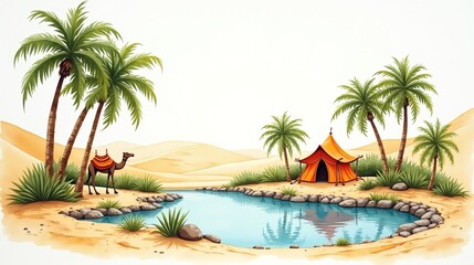Fototapeta premium Oasis Dreams: A Journey to Serenity