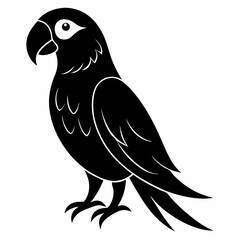 Flat Black Parrot Vector