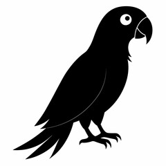 Flat Black Parrot Vector