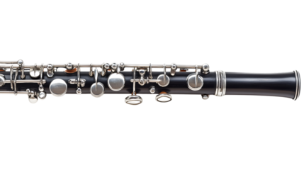Professional Oboe with Silver Keys Isolated on White Background for Musician and Orchestra Advertisements