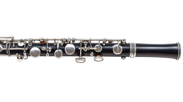 Professional Oboe with Silver Keys Isolated on White Background for Musician and Orchestra Advertisements
