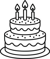 Minimalist Two-Tier Birthday Cake Line Drawing