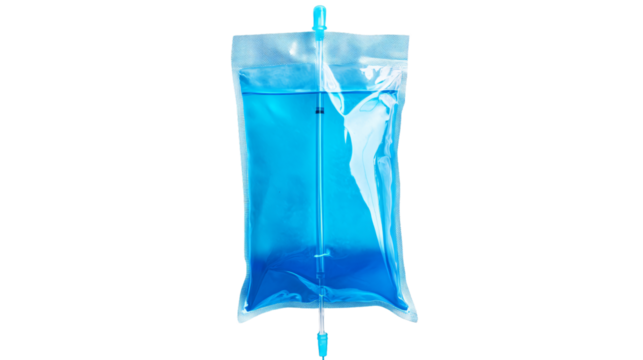 Professional Photorealistic IV Bag Filled Blue Fluid Isolated