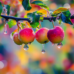 red apples on a branch