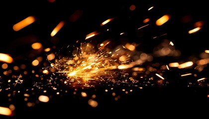 Sparks of fire against black