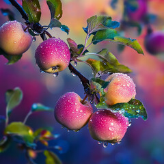 red apples on a branch
