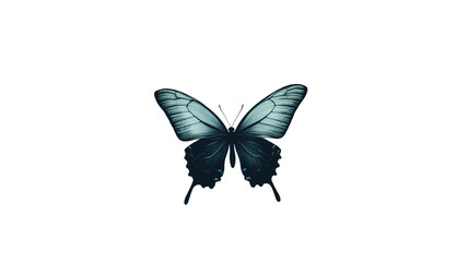 Obraz premium Elegant Simple Butterfly Silhouette on White Background for Creative Designs