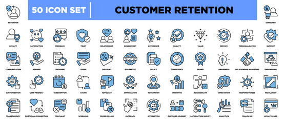 Customer Retention Iconset Blue Black