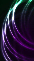 Bright violet green neon curved wavy lines abstract technology background
