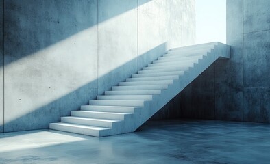 Fototapeta premium Modern concrete staircase in a minimalist interior space.
