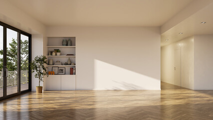 Large luxury modern bright interiors Living room mockup illustration 3D rendering image