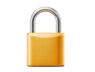 A golden lock with a silver handle