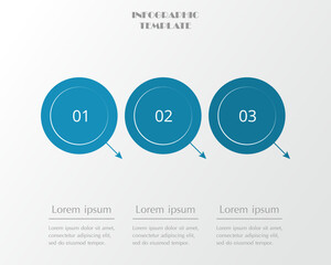 Blue infographic template with 3 steps, options, parts or processes. Presentation of teamwork or business processes.