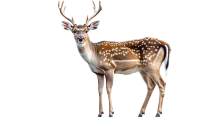Majestic Deer Isolated on Transparent and White Background for Creative Designs