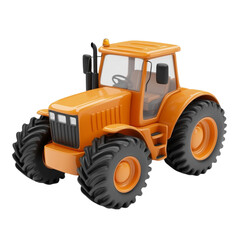 Fototapeta premium Orange tractor with large wheels powerful farm equipment agriculture machine strong vehicle