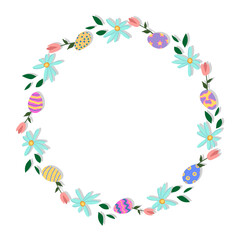 Easter Egg Floral Wreath Frame Border background 
