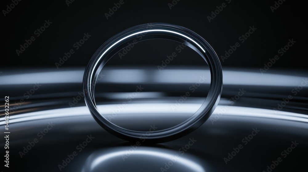 Poster a circular metallic ring glows with a subtle soft light