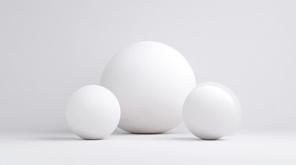 Three white spheres in a minimalist setting