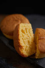 Slices of butter cake on plate