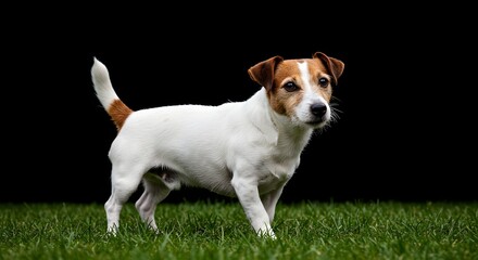 Jack Russell Terrier Standing on Green Grass