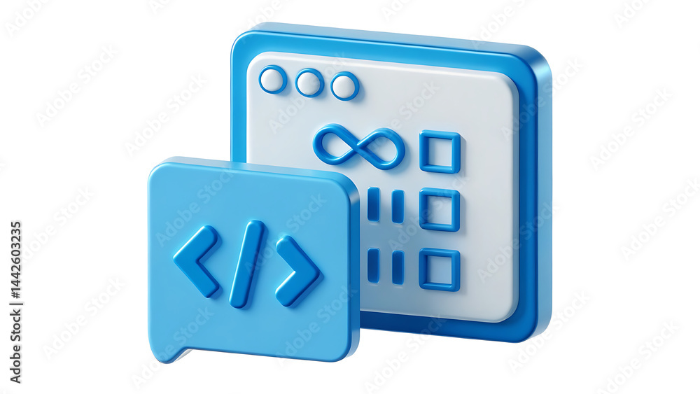 Wall mural 3d software code icon on white background for tech and it concept