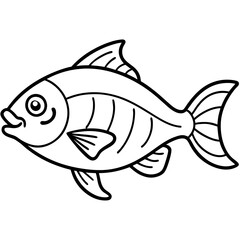 Elegant Piranha Outline Vector Design