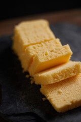 Slices of butter cake on plate