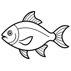 Elegant Piranha Outline Vector Design