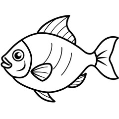 Elegant Piranha Outline Vector Design