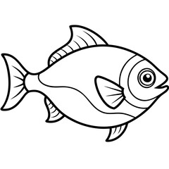 Elegant Piranha Outline Vector Design