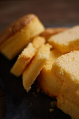 Slices of butter cake on plate