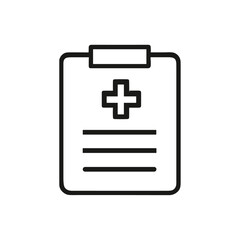 Fototapeta premium カルテの線画アイコン（診療記録・患者情報）Medical Chart Line Icon – Minimal Patient Record Illustration