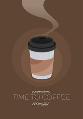 Cup of coffee. Top view. Vector.