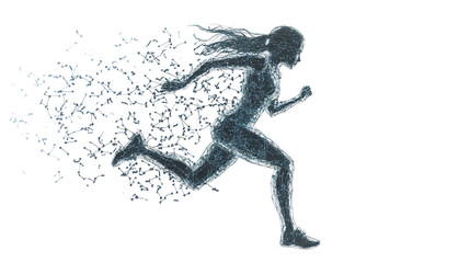 Fototapeta premium Fit Young Woman Running 3D Rendering Isolated on White - Active Lifestyle Concept