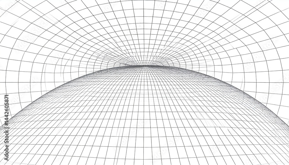 Poster exploring curved geometry 3d space graphical representation digital art abstract environment aerial 