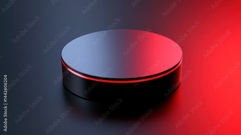 Poster a futuristic illuminated display podium with a circular shape